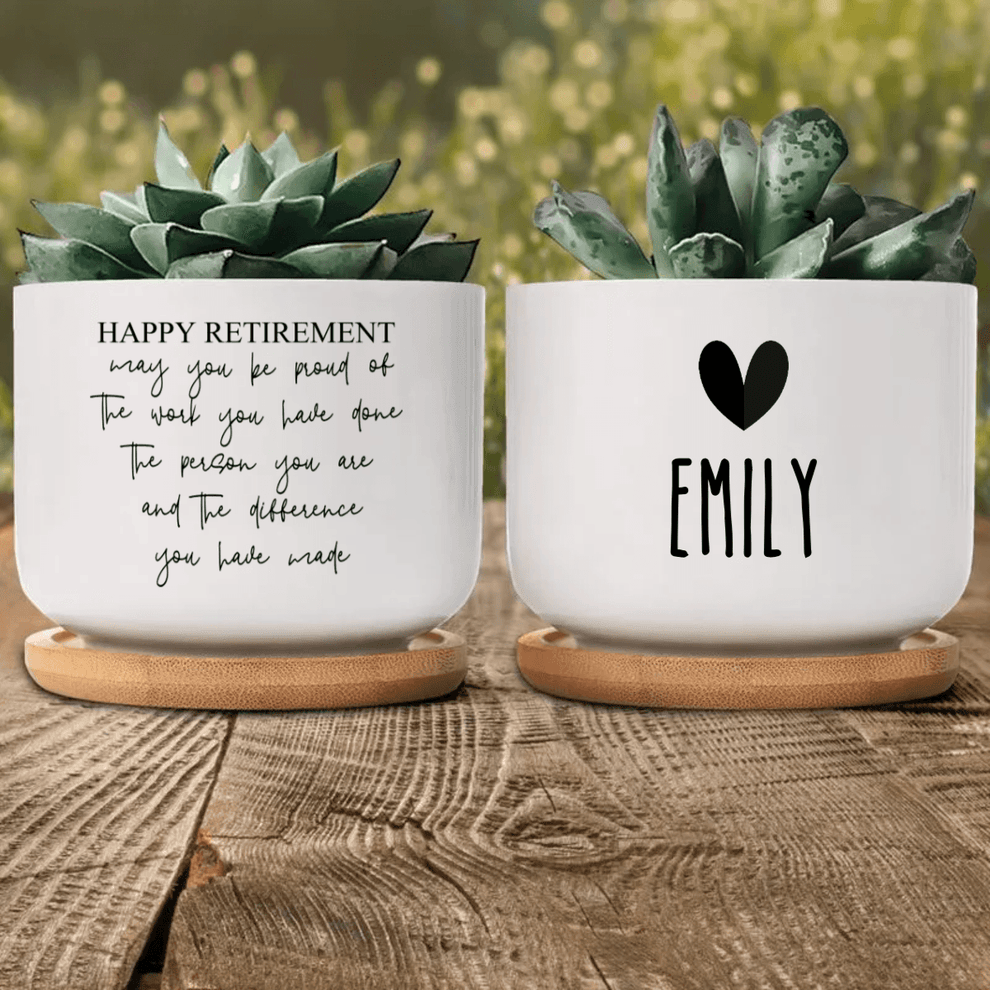 Custom Retirement Gift plant pot, main view