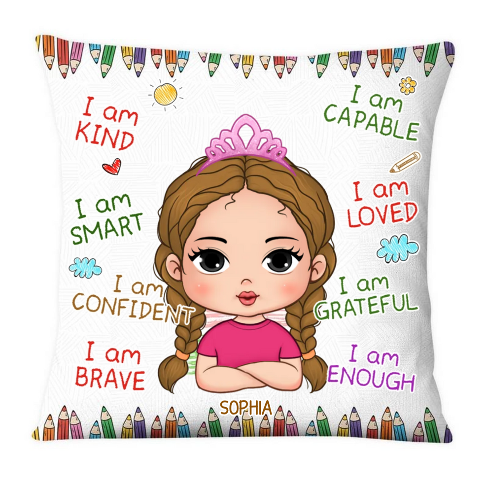 I Am Kind, Smart, Loved personalized pillow, main view