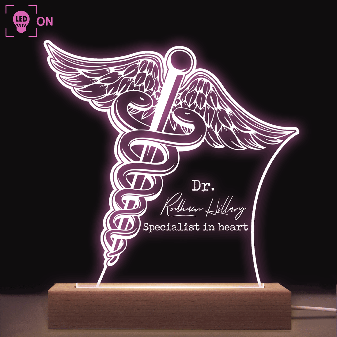 Caduceus Staff of Hermes personalized led light custom shape, alternate view 2