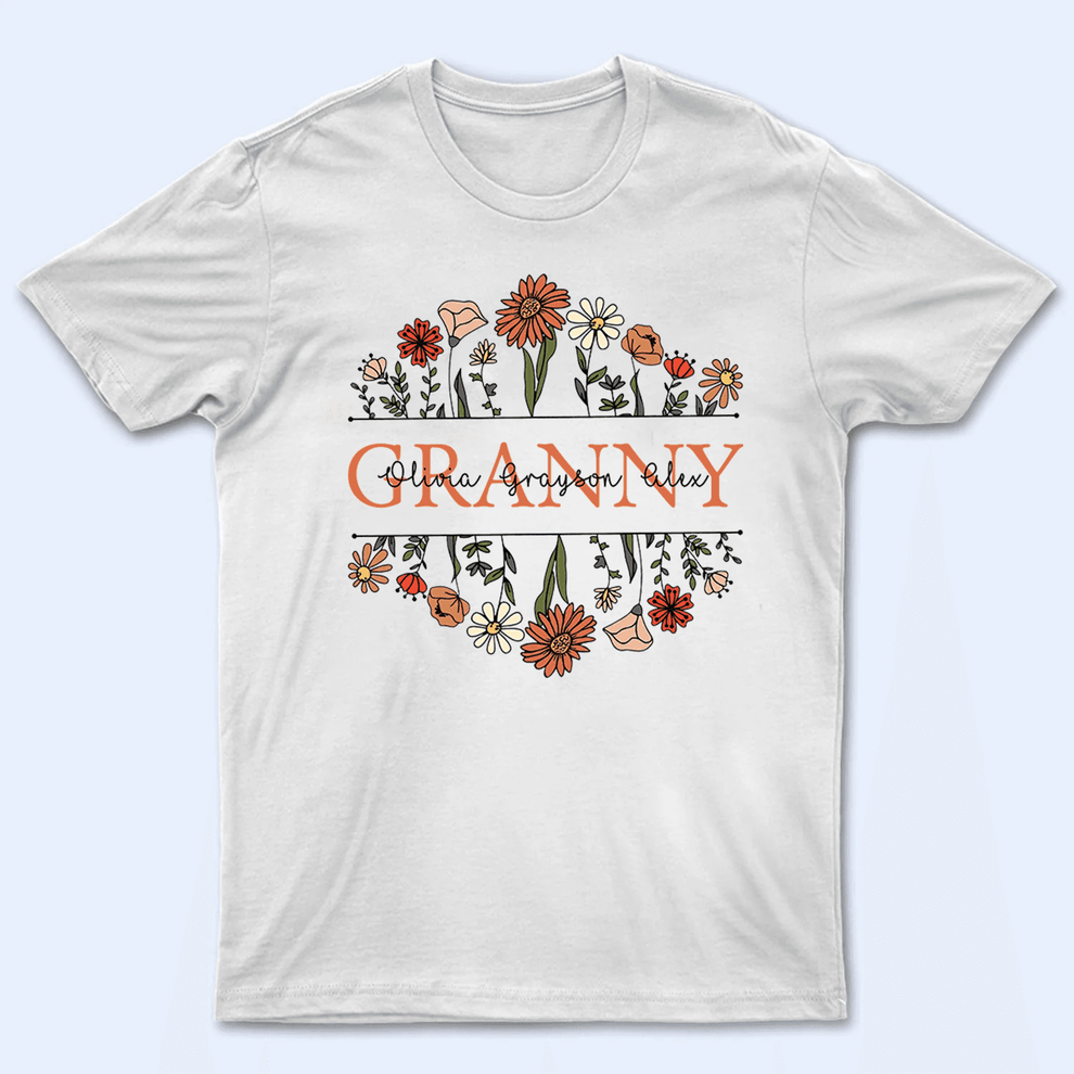 Floral Typography Grandma Grandkids Design - Personalized Custom T Shirt - Gift for Grandma/Nana/Mimi, Mom, Wife, Grandparent - Suzitee Store