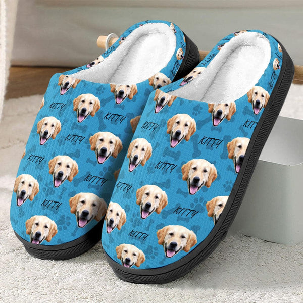 Custom Photo Plush Slippers With Dog Cat Face - Personalized Slippers - Gift For Dog/Cat Lovers, Pet Lovers, Dog/Cat Mom, Dog/Cat Dad