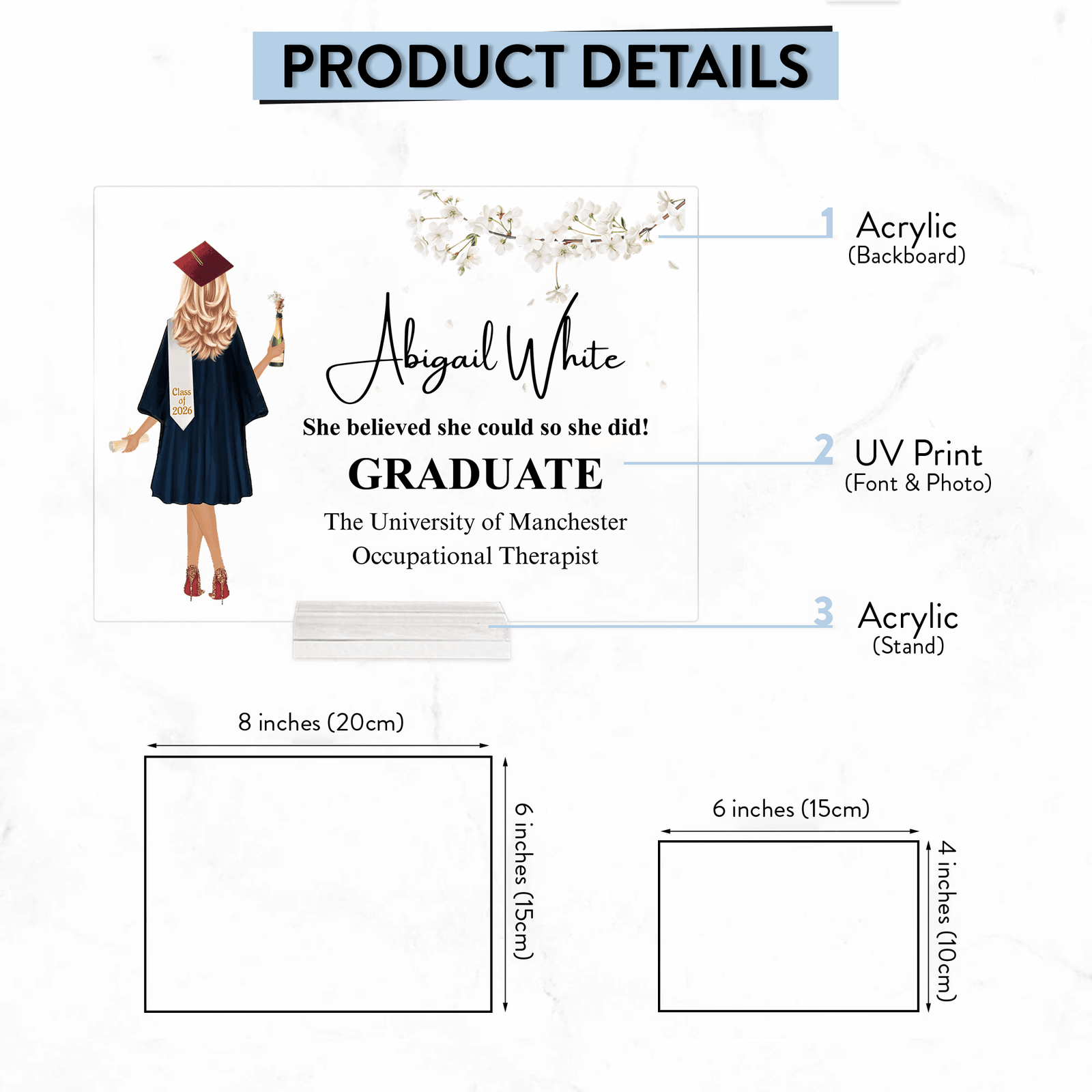 Personalized Graduation Gift 2026 acrylic plaque, alternate view 6