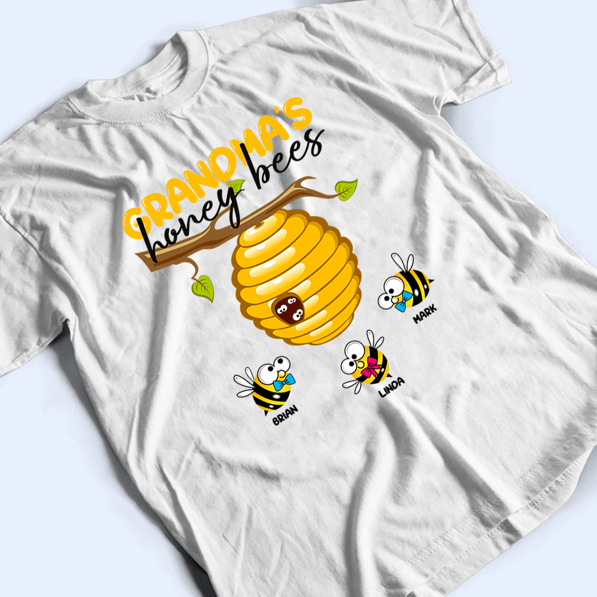 Grandma's Honey Bees - Personalized Custom T Shirt - Gift for Grandma/Nana/Mimi, Mom, Wife, Grandparent - Suzitee Store