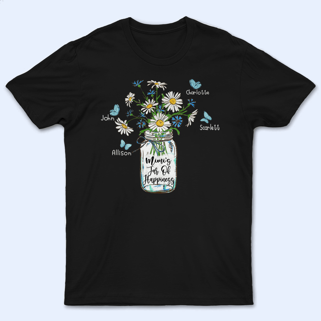 Grandma's Jar Of Happiness - Personalized Custom T Shirt - Birthday, Loving, Funny Gift for Grandma/Nana/Mimi, Mom, Wife, Grandparent - Suzitee Store