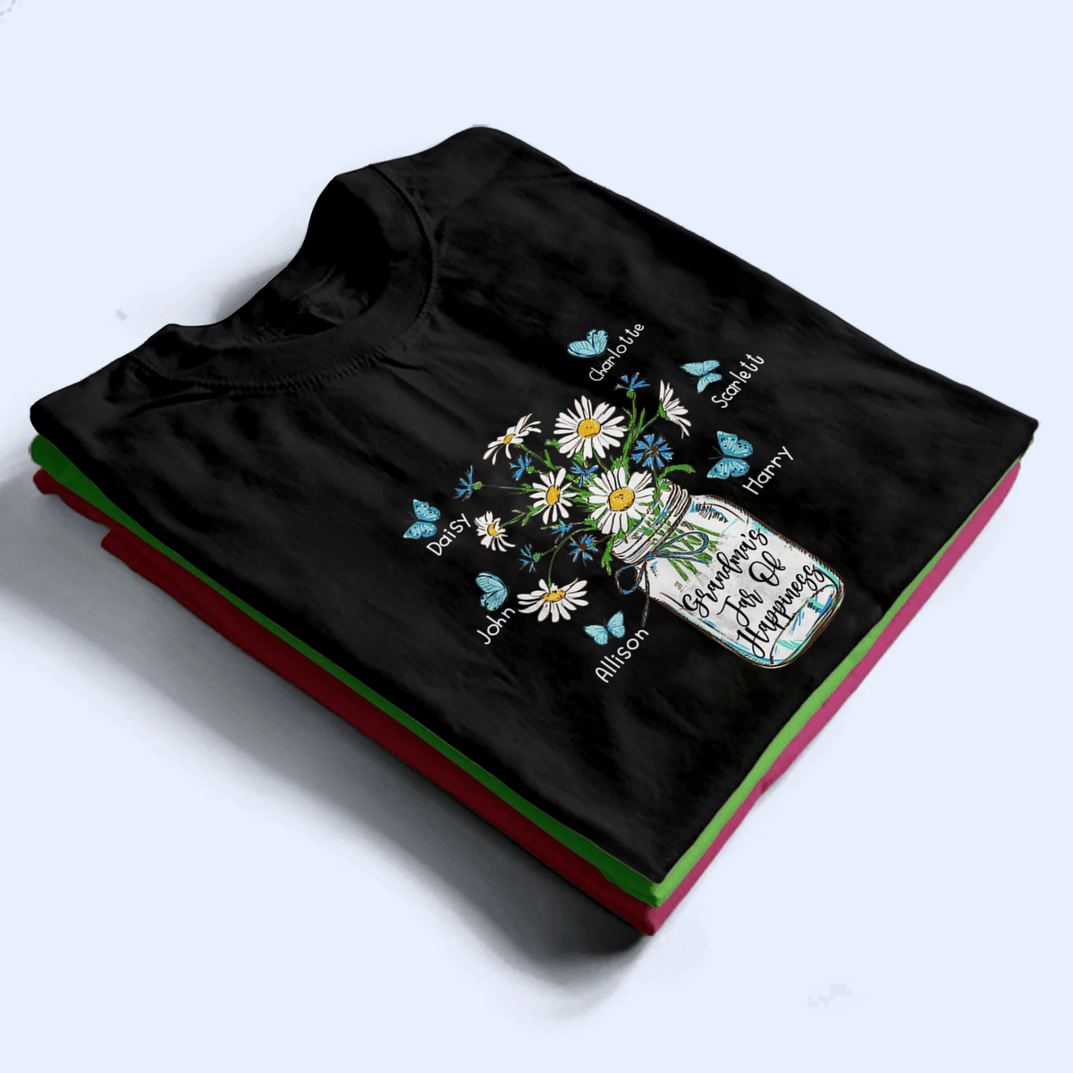 Grandma's Jar Of Happiness - Personalized Custom T Shirt - Birthday, Loving, Funny Gift for Grandma/Nana/Mimi, Mom, Wife, Grandparent - Suzitee Store