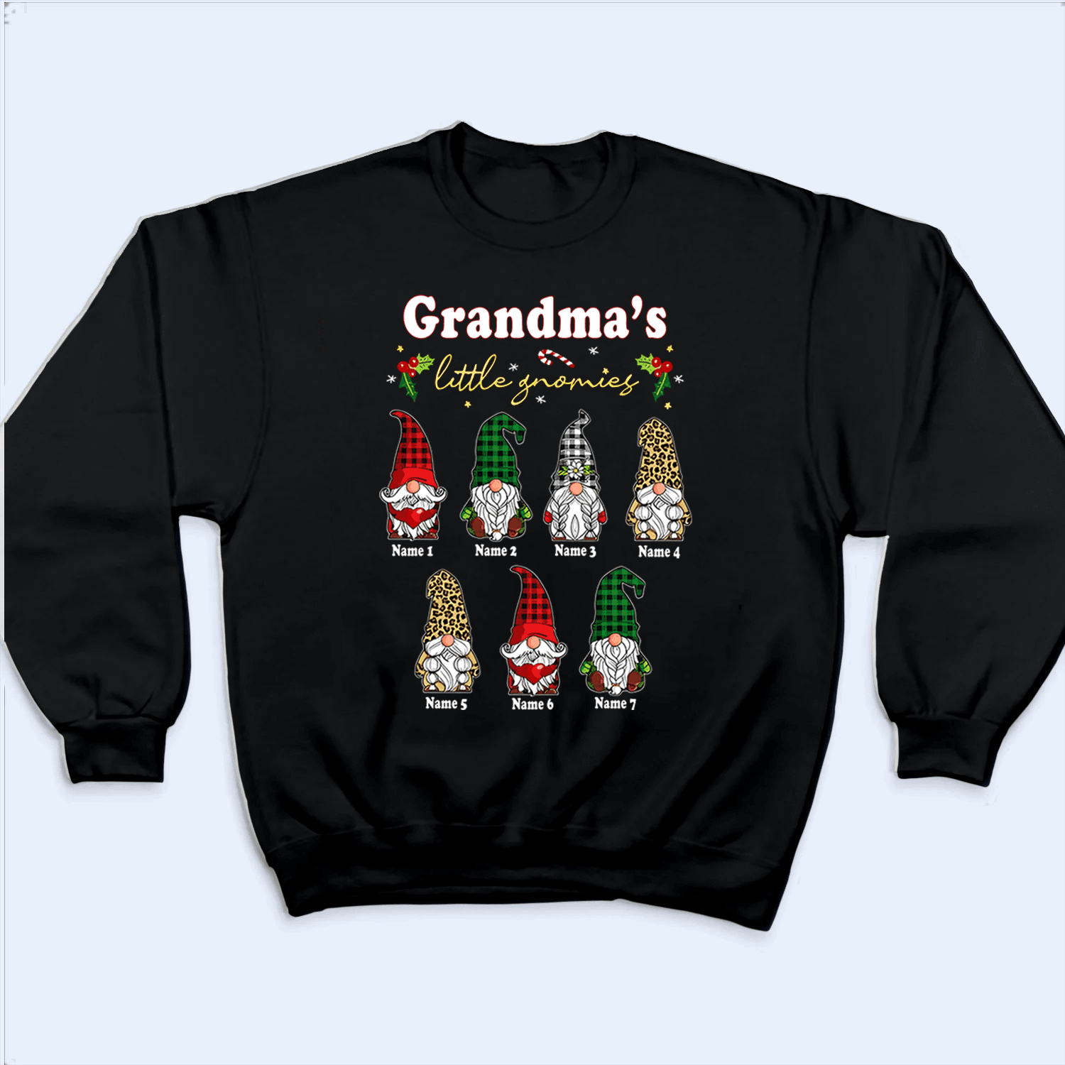 Grandma's Little Gnomies - Personalized Custom T Shirt - Christmas, Loving, Funny Gift for Grandma/Nana/Mimi, Mom, Wife, Grandparent - Suzitee Store