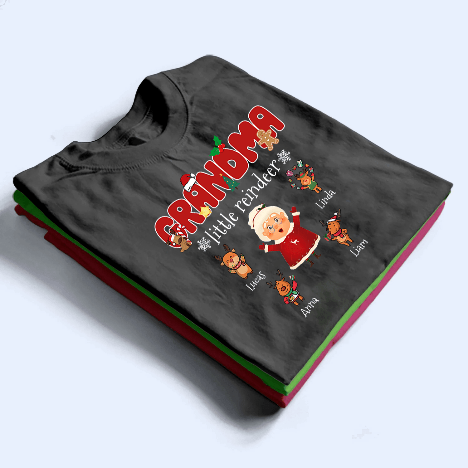 Grandma's Little Reindeer - Personalized Custom T Shirt - Birthday, Loving, Funny Gift for Grandma/Nana/Mimi, Mom, Wife, Grandparent - Suzitee Store