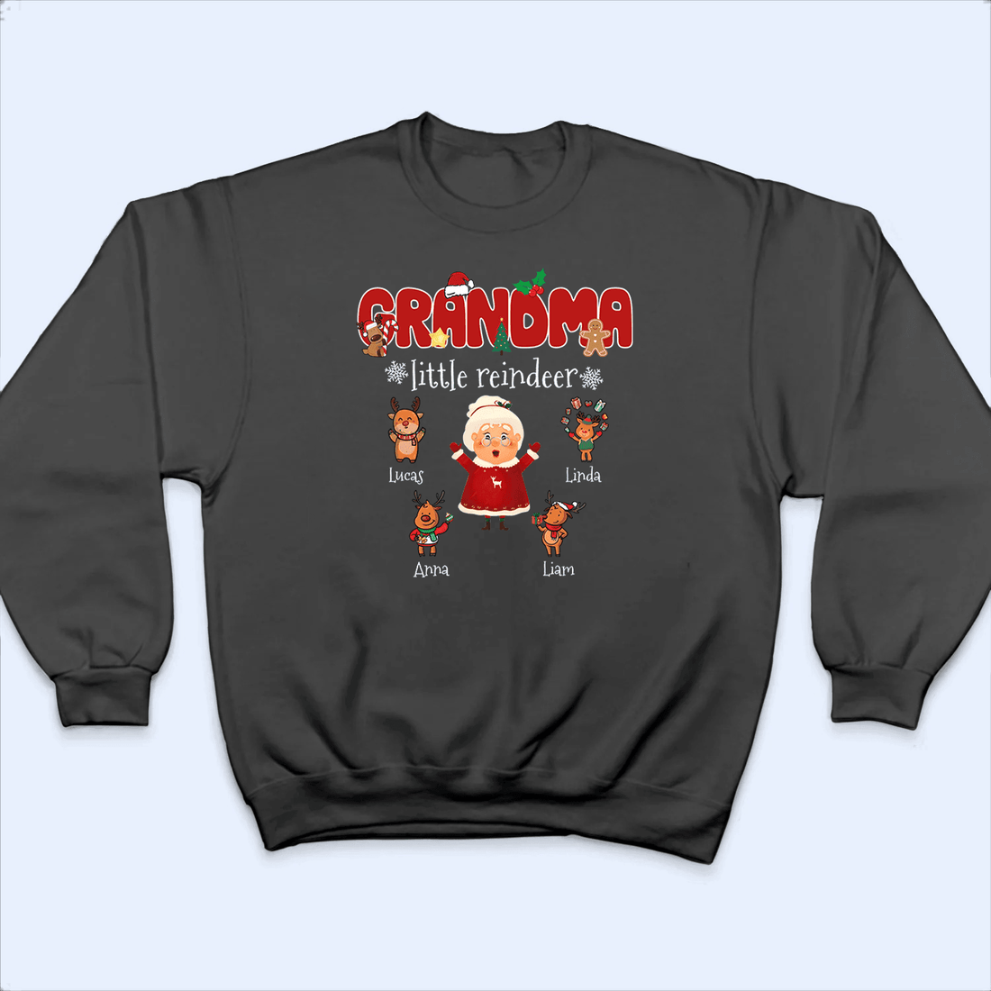 Grandma's Little Reindeer - Personalized Custom T Shirt - Birthday, Loving, Funny Gift for Grandma/Nana/Mimi, Mom, Wife, Grandparent - Suzitee Store