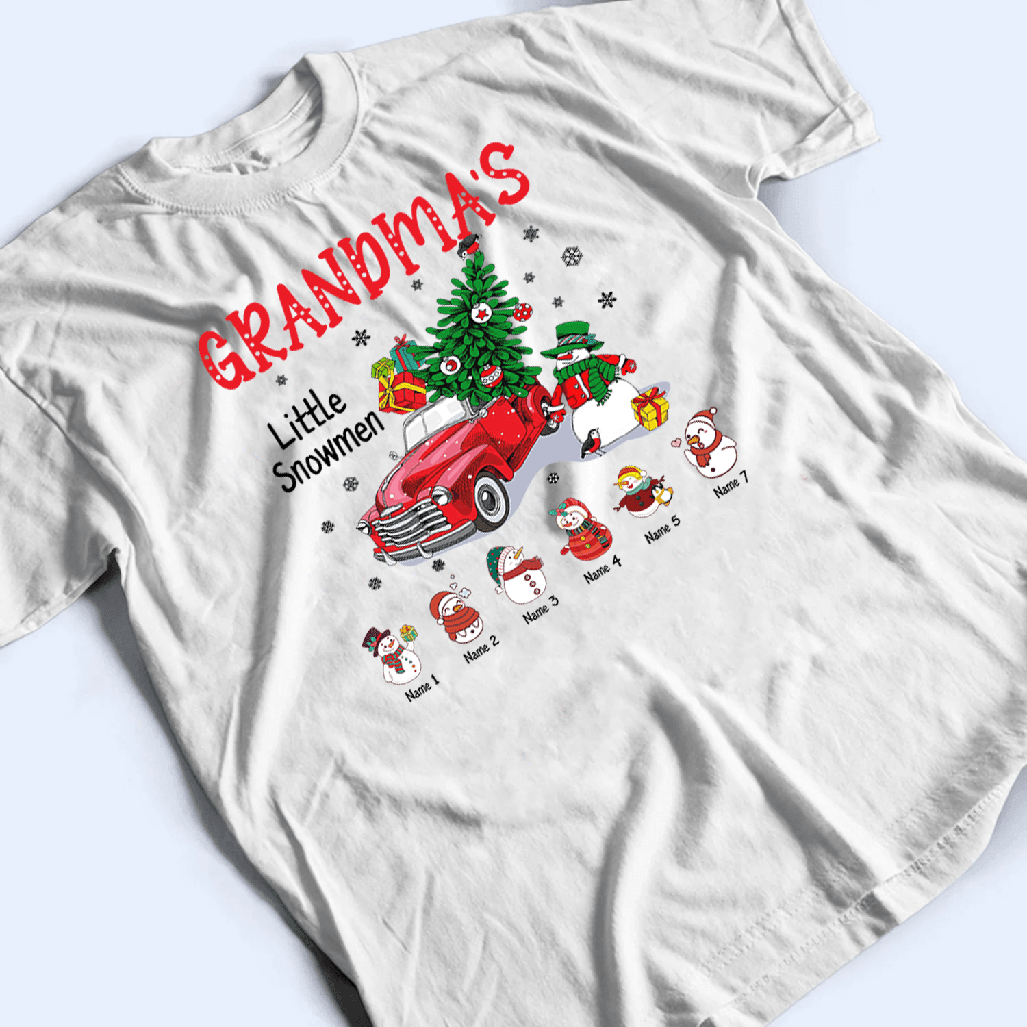 Grandma's Little Snowmen - Personalized Custom T Shirt - Birthday, Loving, Funny Gift for Grandma/Nana/Mimi, Mom, Wife, Grandparent - Suzitee Store