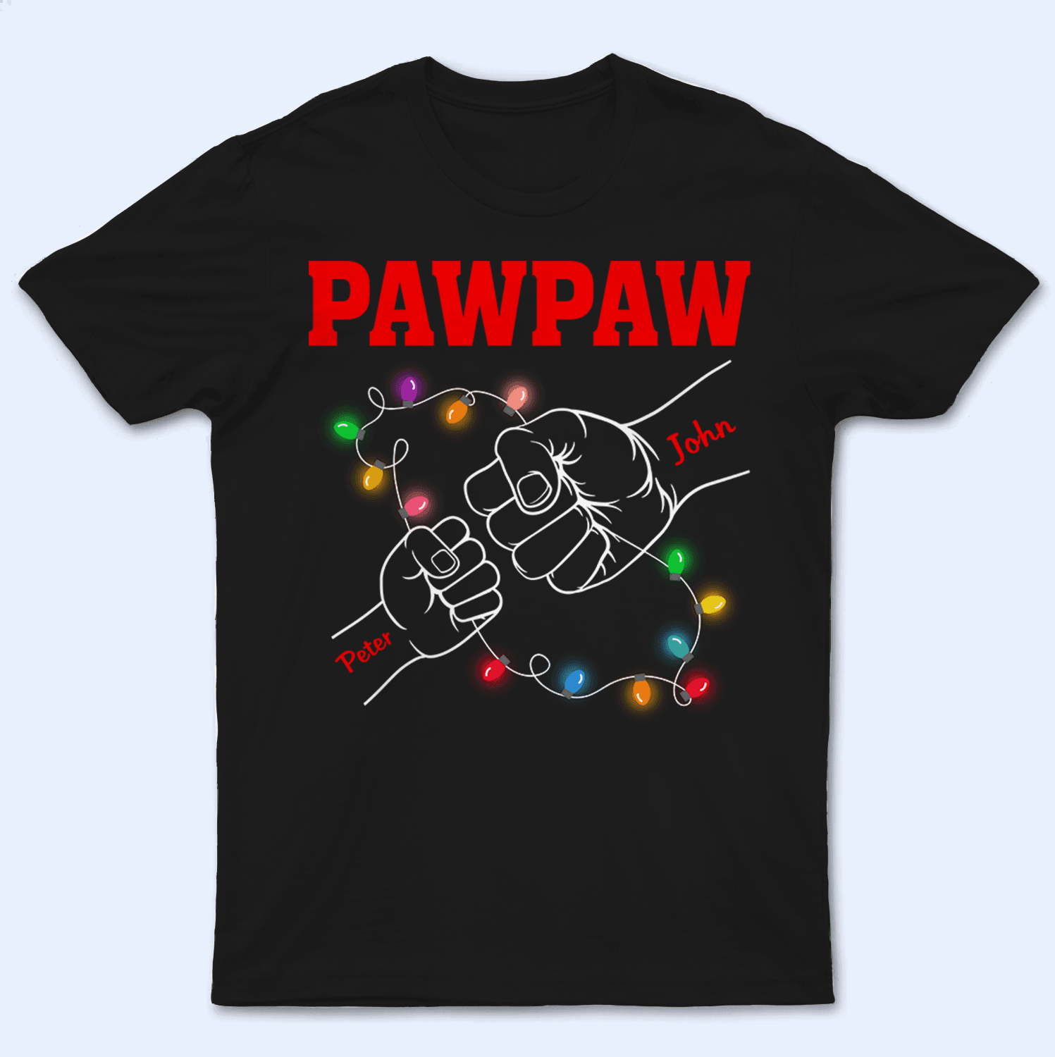 Grandpa Hands Christmas - Personalized Custom T Shirt - Birthday, Loving, Funny Gift for Grandfather/Dad/Father, Husband, Grandparent - Suzitee Store