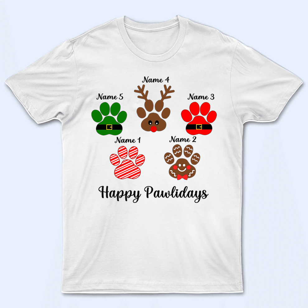 Personalized Happy Pawlidays t-shirt, main view