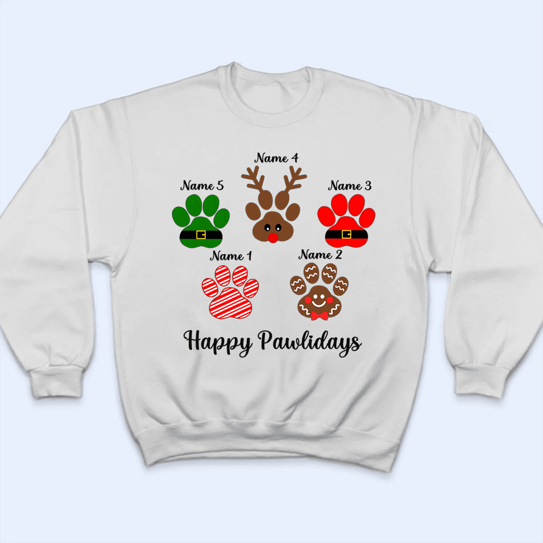 Personalized Happy Pawlidays t-shirt, alternate view 4