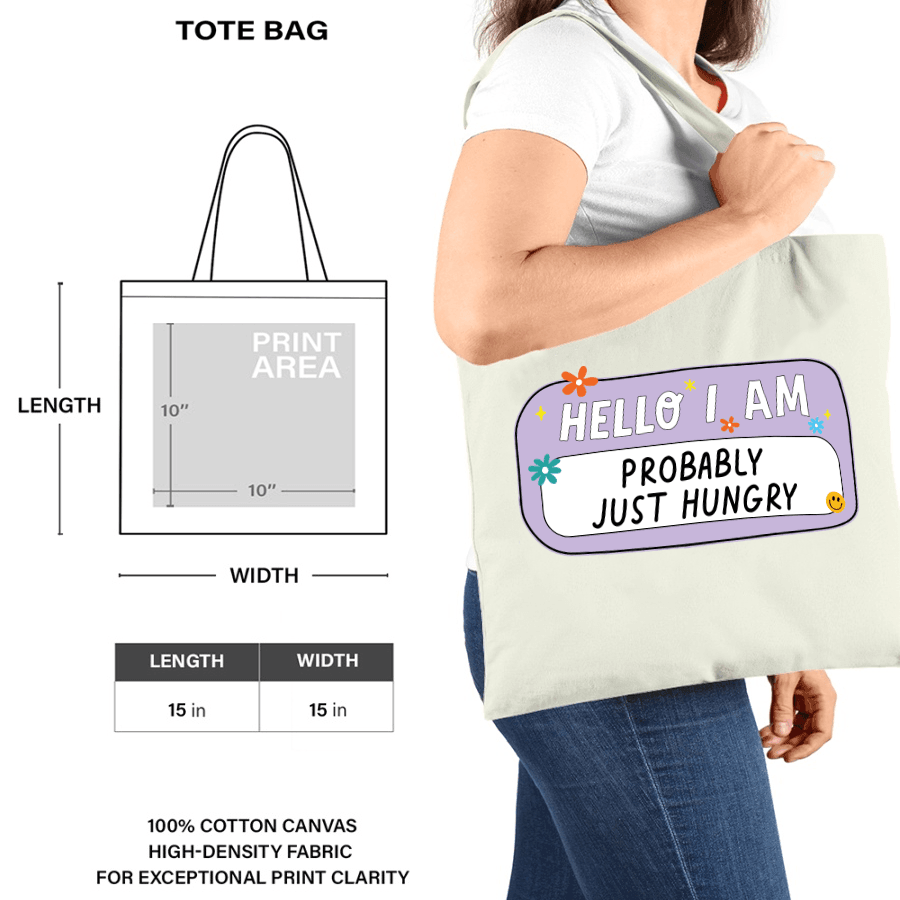 Personalized Hello I Am tote bag, alternate view 3