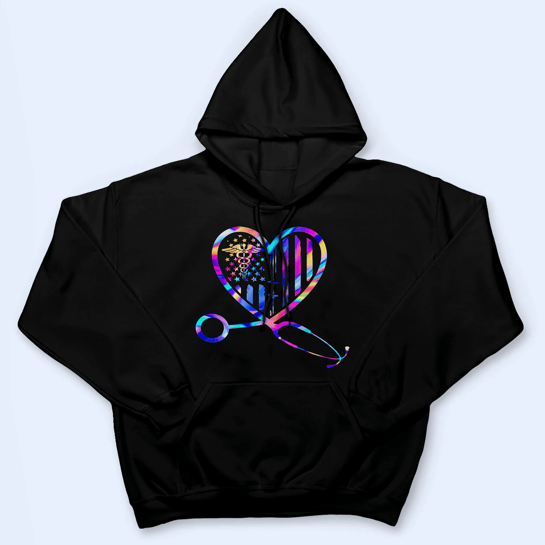 Personalized Holographic Stethoscope Heart Nurse t-shirt, alternate view 3