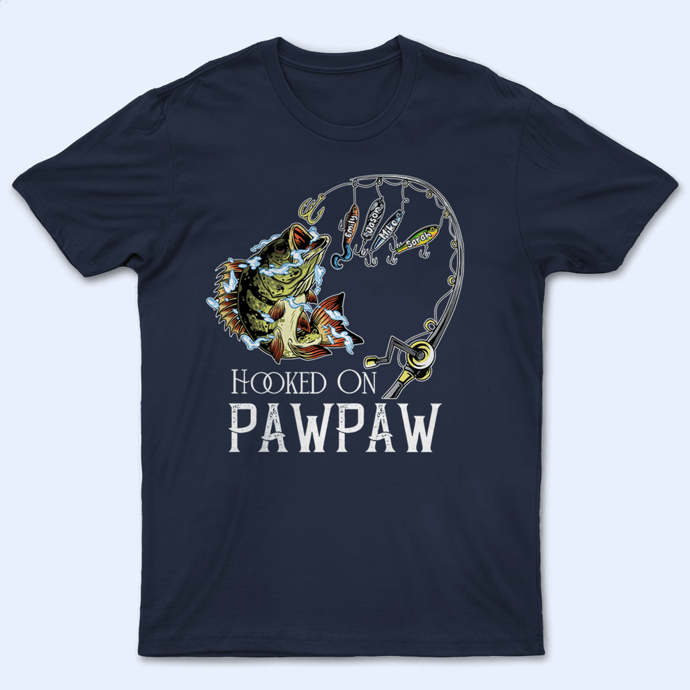 Personalized Hooked on Dad Fishing Dad Pun t-shirt, main view