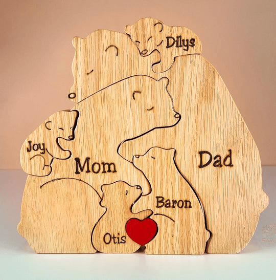 Wooden Bear Family Puzzle personalized family puzzle 1, alternate view 4