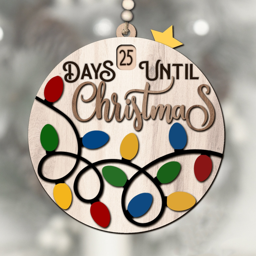 Christmas Countdown Ornament - Christmas Lights, Days Until Christmas