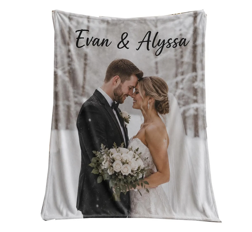 Custom Photo Couple Blanket - Personalized Custom Blanket - Gift For Her/Him, Husband/Wife, Couples on Anniversary, Valentine's Day