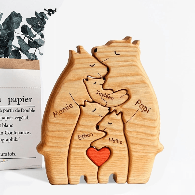 We Are One Wooden Bear Family Puzzle personalized family puzzle 3, alternate view 2