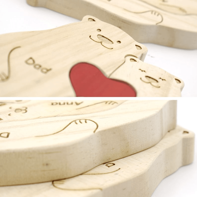 Family Wooden Hug Bears Puzzle personalized family puzzle 2, alternate view 7
