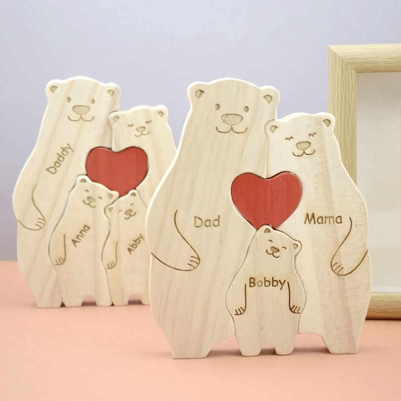 Family Wooden Hug Bears Puzzle personalized family puzzle 2, alternate view 5