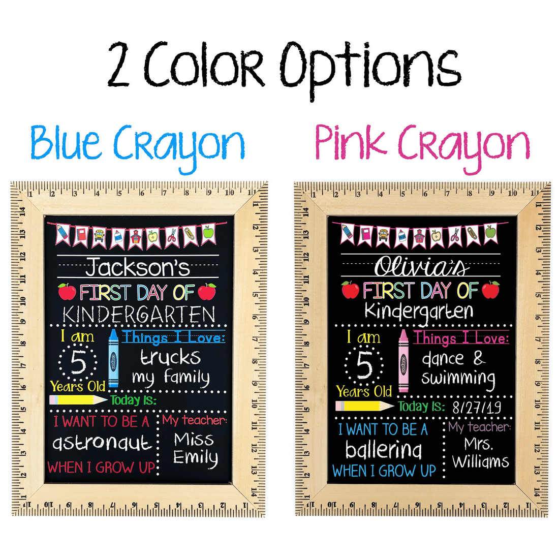 Custom First Day of School Sign, First Day of Kindergarten, 1st Day chalkboard, alternate view 8