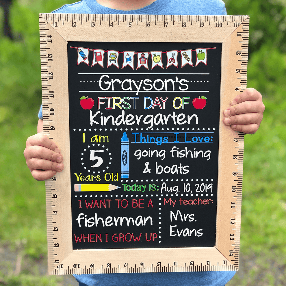 Custom First Day of School Sign, First Day of Kindergarten, 1st Day chalkboard, main view