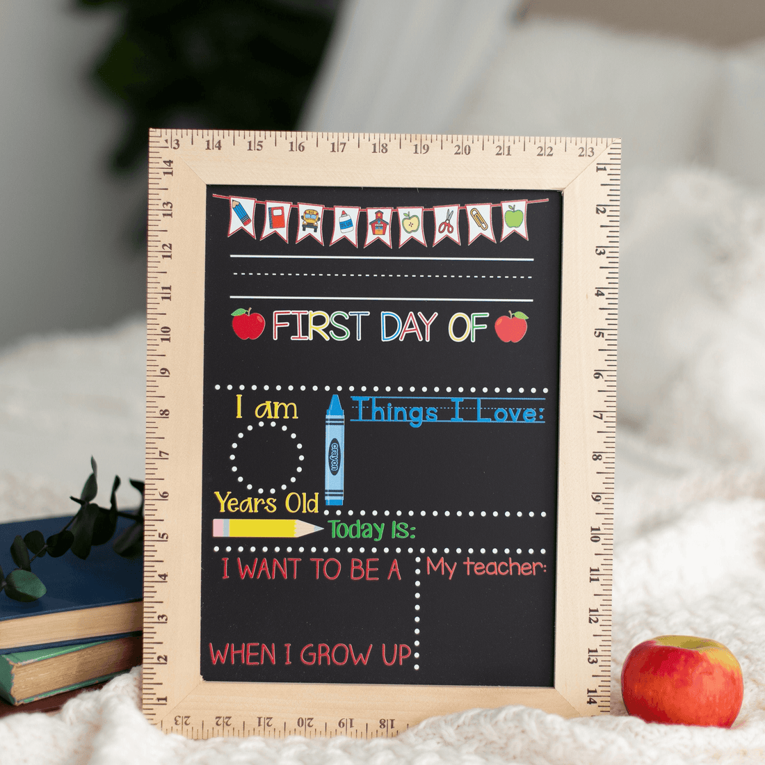 Custom First Day of School Sign, First Day of Kindergarten, 1st Day chalkboard, alternate view 2