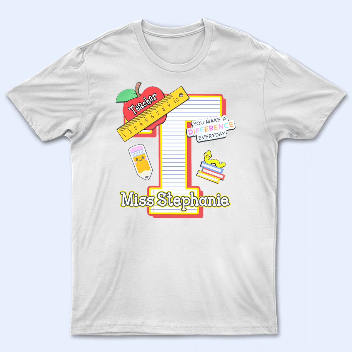 Letter Teacher Name - Personalized Custom T Shirt - Birthday, Loving, Funny Gift for Teacher, Kindergarten, Preschool, Pre K, Paraprofessional - Suzitee Store