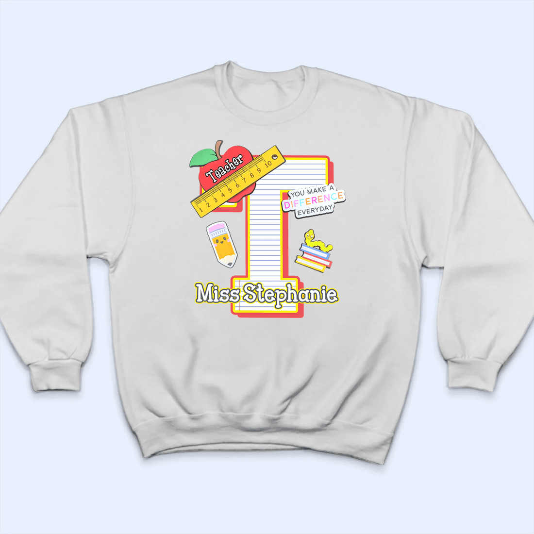 Personalized Letter Teacher Name t-shirt, alternate view 4