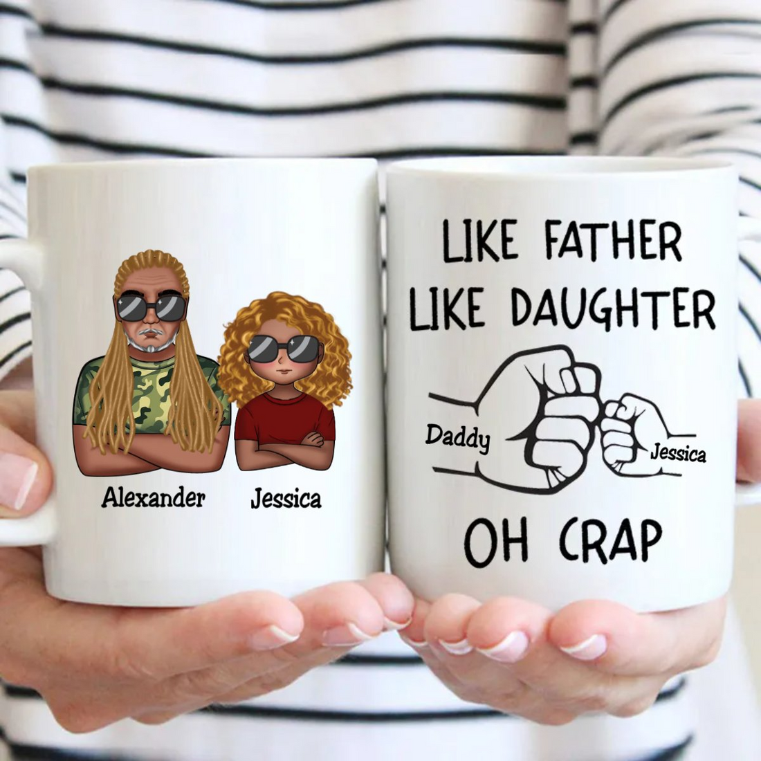 Personalized Like Father Like Daughter Fist Bump Handshake mug, alternate view 3