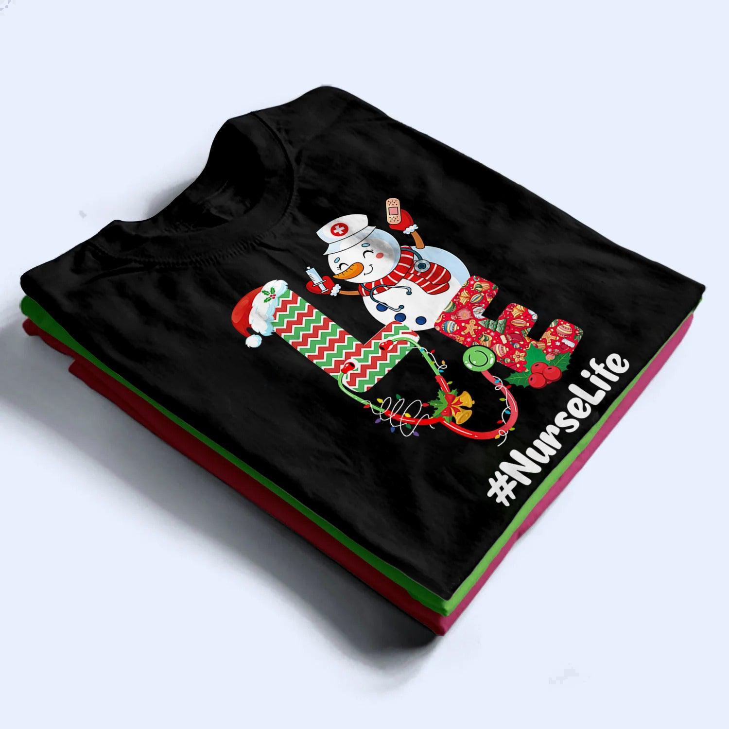 LOVE Christmas - Personalized Custom T Shirt - Birthday, Loving, Funny Gift for Nurse, CNA, Healthcare, Registered RN - Suzitee Store