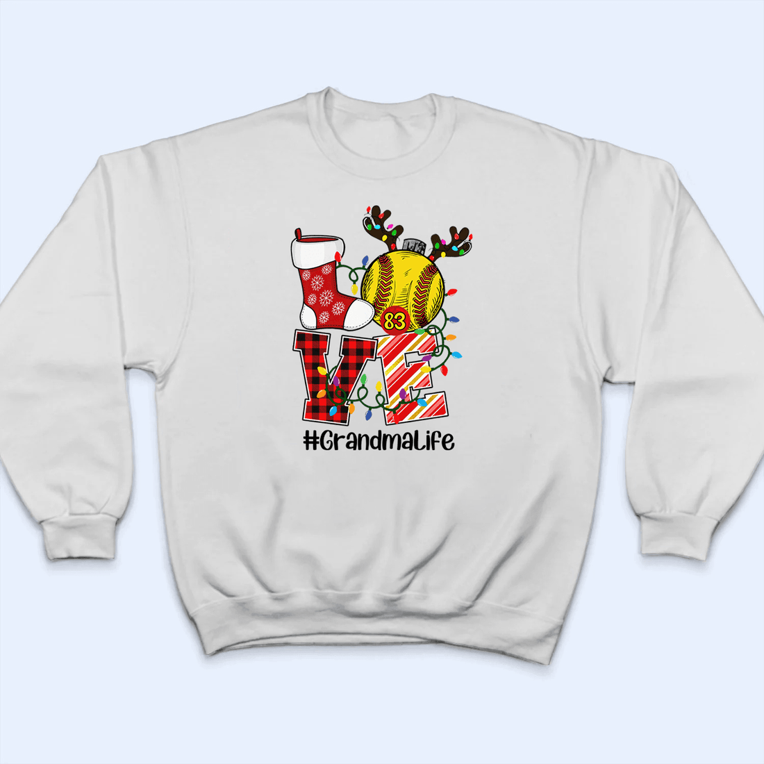 Love Grandma Life - Christmas Baseball Grandma - Personalized Custom T Shirt - Birthday, Loving, Funny Gift for Grandma/Nana/Mimi, Mom, Wife, Grandparent - Suzitee Store