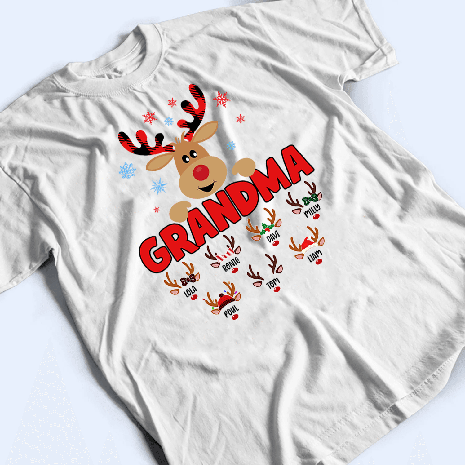 Lovely Reindeer Squad - Personalized Custom T Shirt - Birthday, Loving, Funny Gift for Grandma/Nana/Mimi, Mom, Wife, Grandparent - Suzitee Store