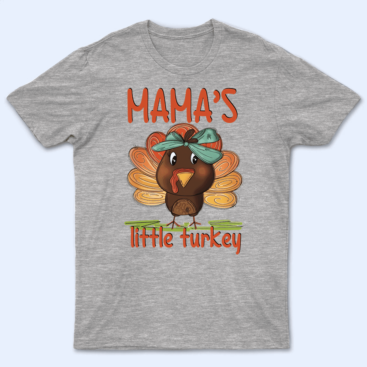 Mama's Little Turkey Thanksgiving - Personalized Custom T Shirt - Birthday, Loving, Funny Gift for Grandma/Nana/Mimi, Mom, Wife, Grandparent - Suzitee Store
