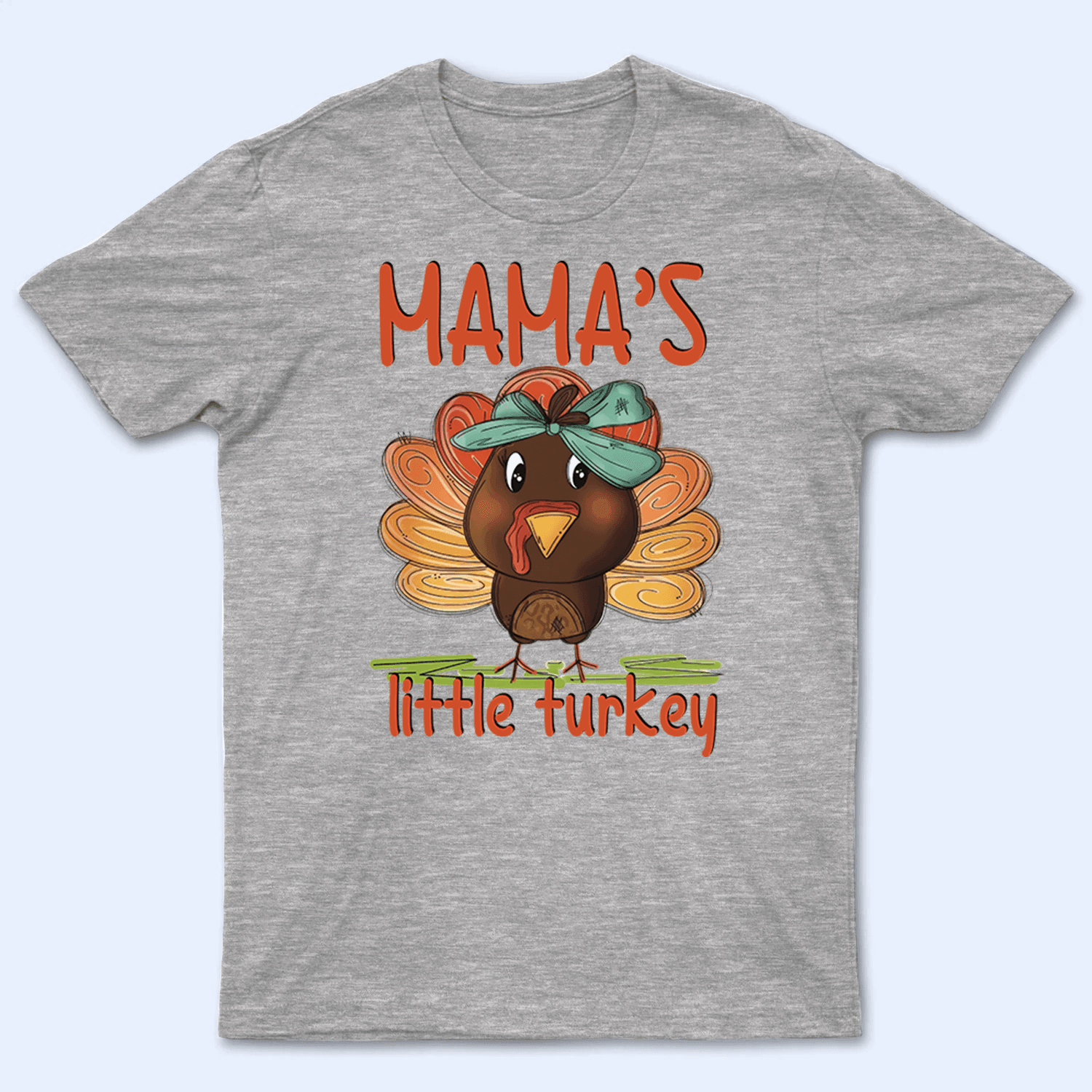 Mama's Little Turkey Thanksgiving - Personalized Custom T Shirt - Birthday, Loving, Funny Gift for Grandma/Nana/Mimi, Mom, Wife, Grandparent - Suzitee Store