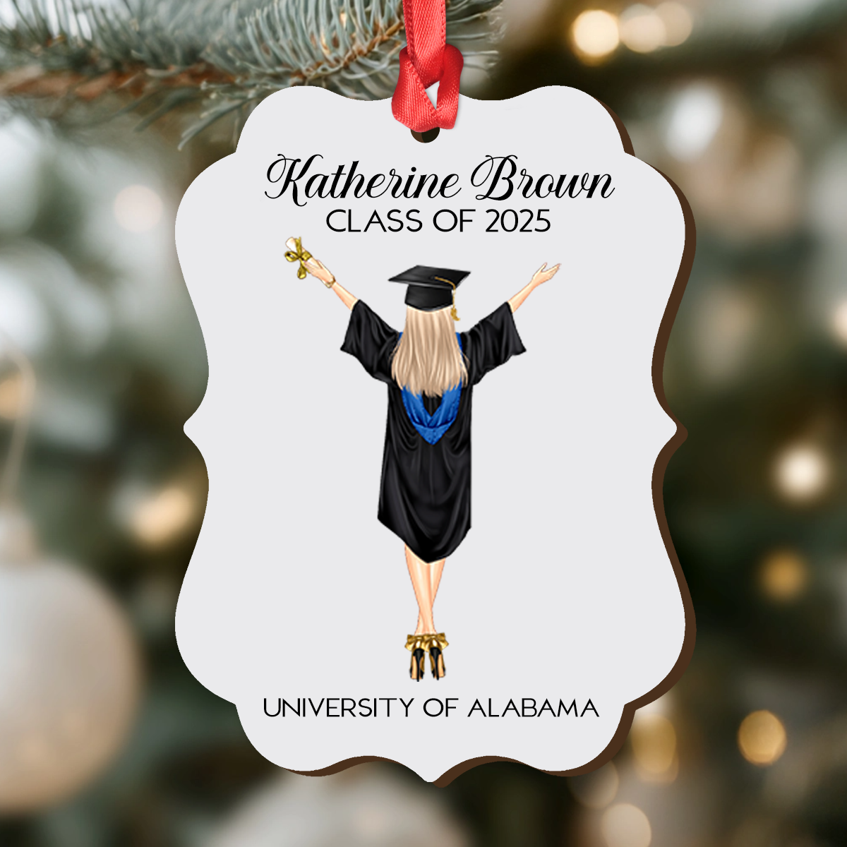 Graduation Ornament Class Of 2025 - Personalized Wood Ornament - Graduation Motivation Gift For Her/Him, Daughter/Son, Grad Ceremony, Commencement
