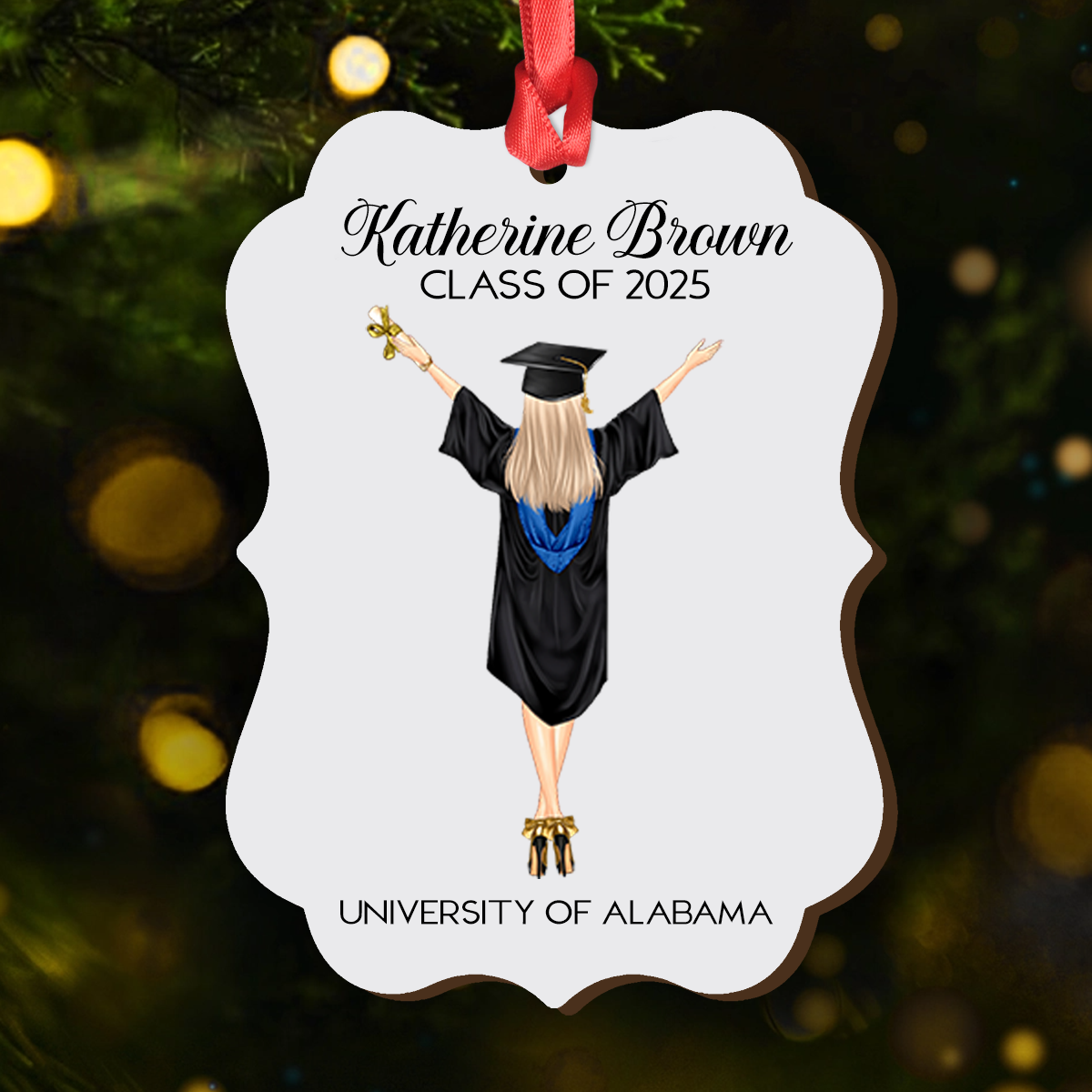 Graduation Ornament Class Of 2025 - Personalized Wood Ornament - Graduation Motivation Gift For Her/Him, Daughter/Son, Grad Ceremony, Commencement