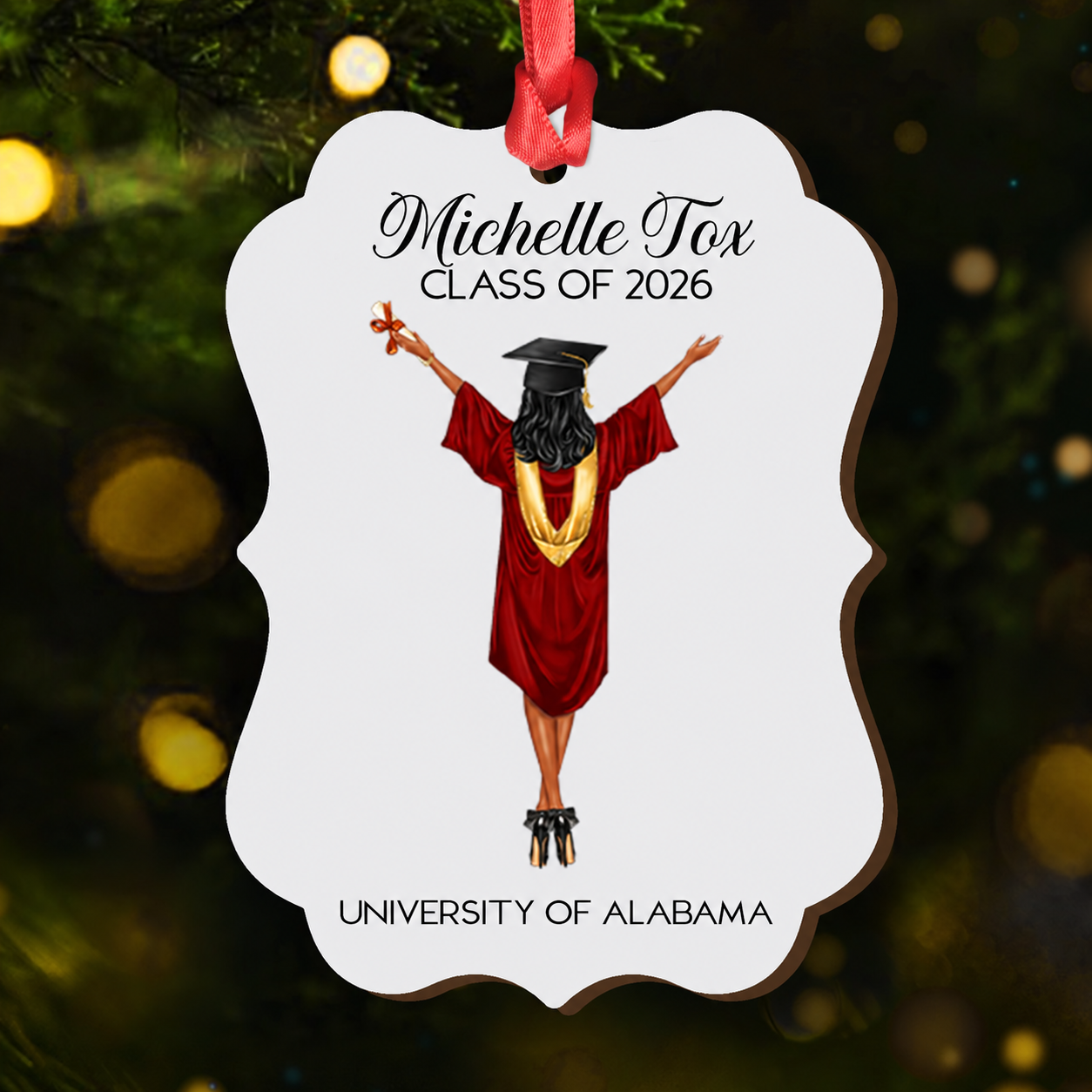 Graduation Ornament Class Of 2026 - Personalized Wood Ornament - Graduation Motivation Gift For Her/Him, Daughter/Son, Grad Ceremony, Commencement