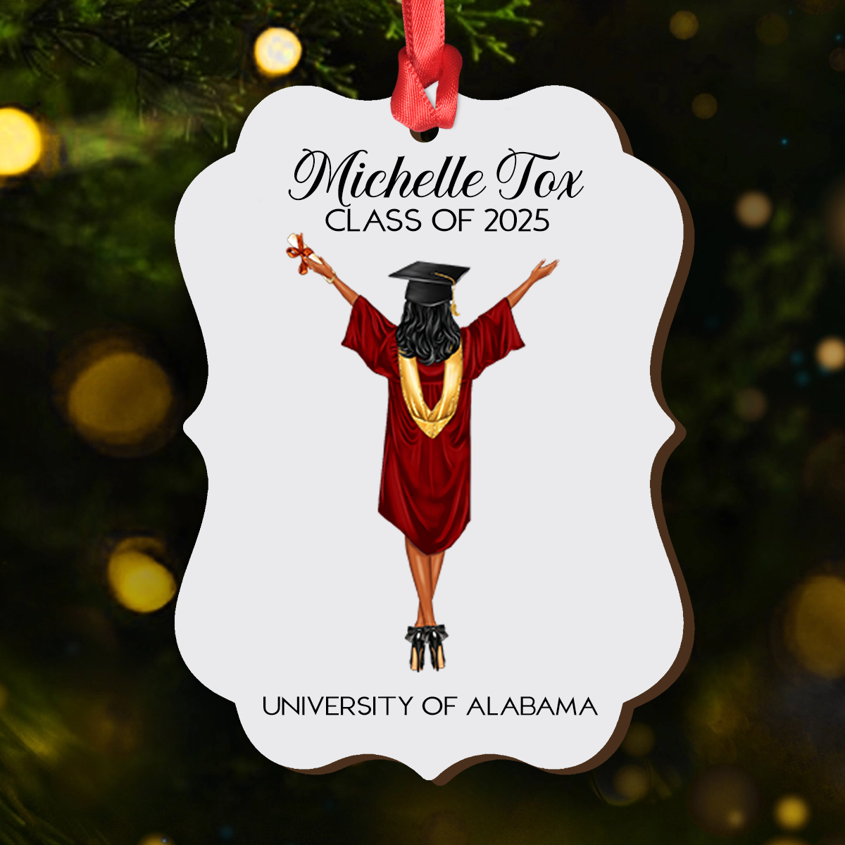 Graduation Ornament Class Of 2025 - Personalized Wood Ornament - Graduation Motivation Gift For Her/Him, Daughter/Son, Grad Ceremony, Commencement