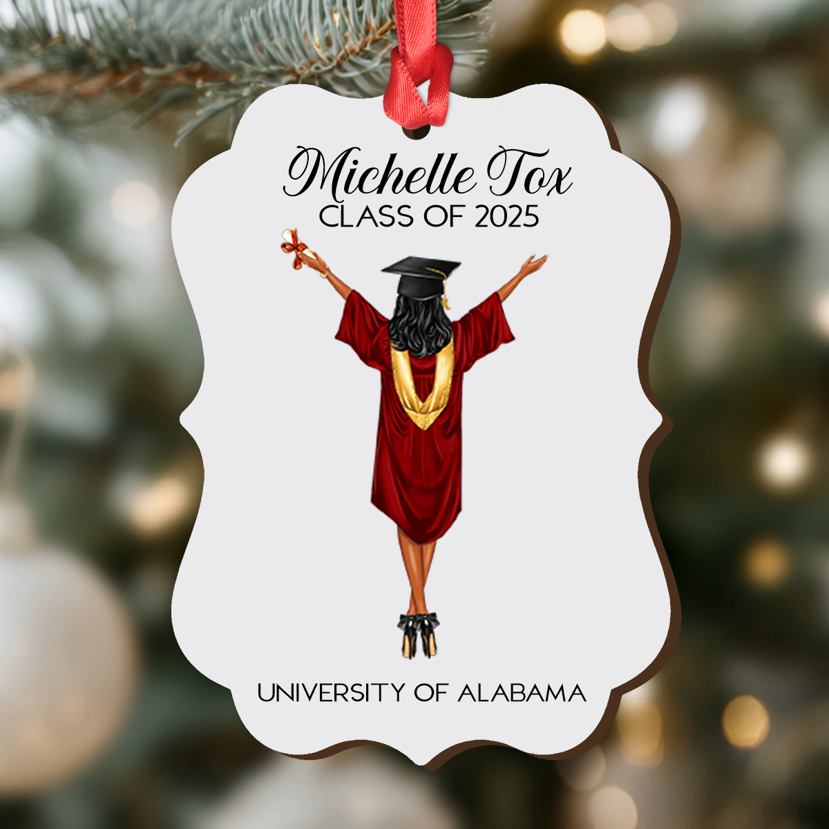 Graduation Ornament Class Of 2025 - Personalized Wood Ornament - Graduation Motivation Gift For Her/Him, Daughter/Son, Grad Ceremony, Commencement