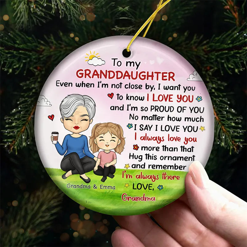I'm So Proud Of You - Personalized Circle Ceramic Ornament - Christmas Gift For Grandma/Nana/Mimi, Mom, Wife, Grandparent