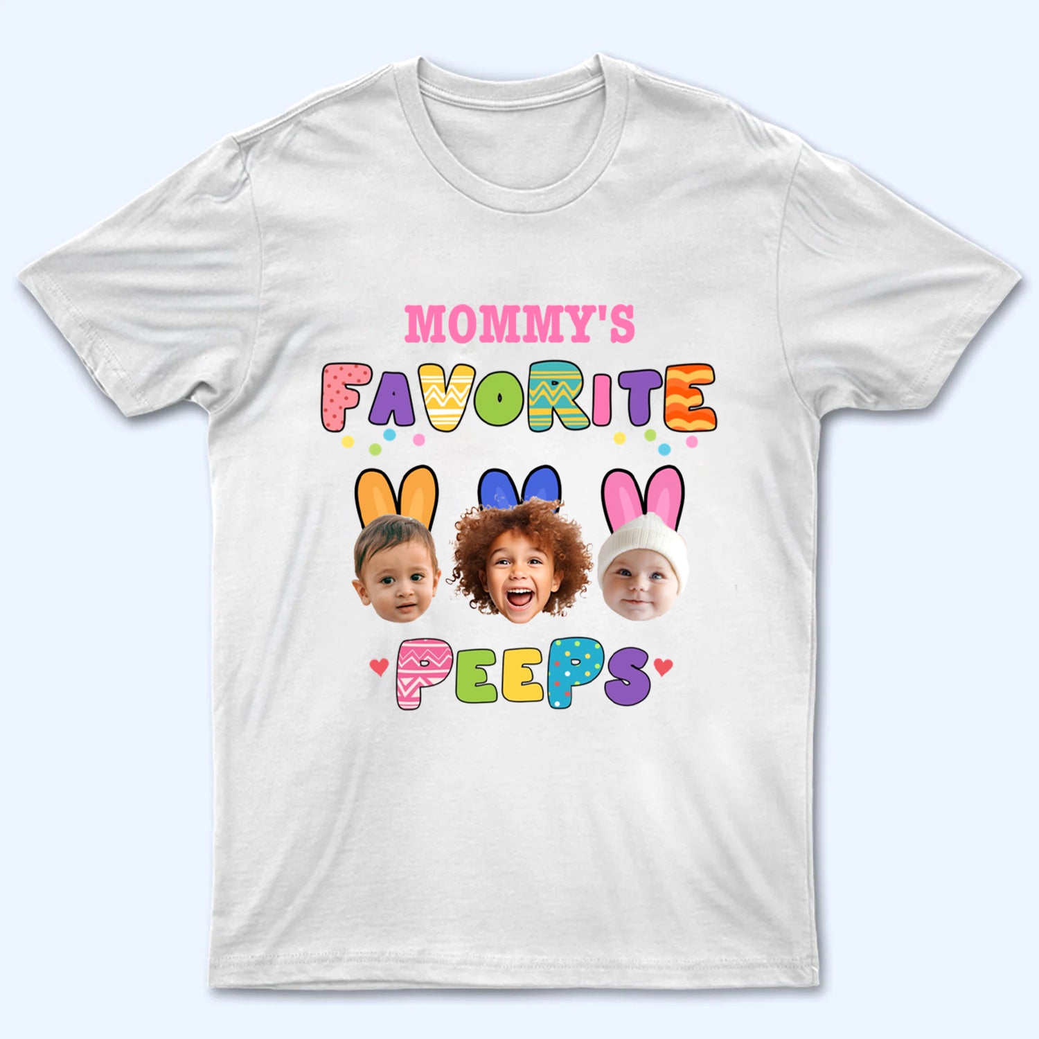 Custom Photo Grandma's Favorite Peeps - Personalized Custom T Shirt - Easter, Birthday, Loving, Funny Gift for Grandma/Nana/Mimi, Mom, Wife, Grandparent