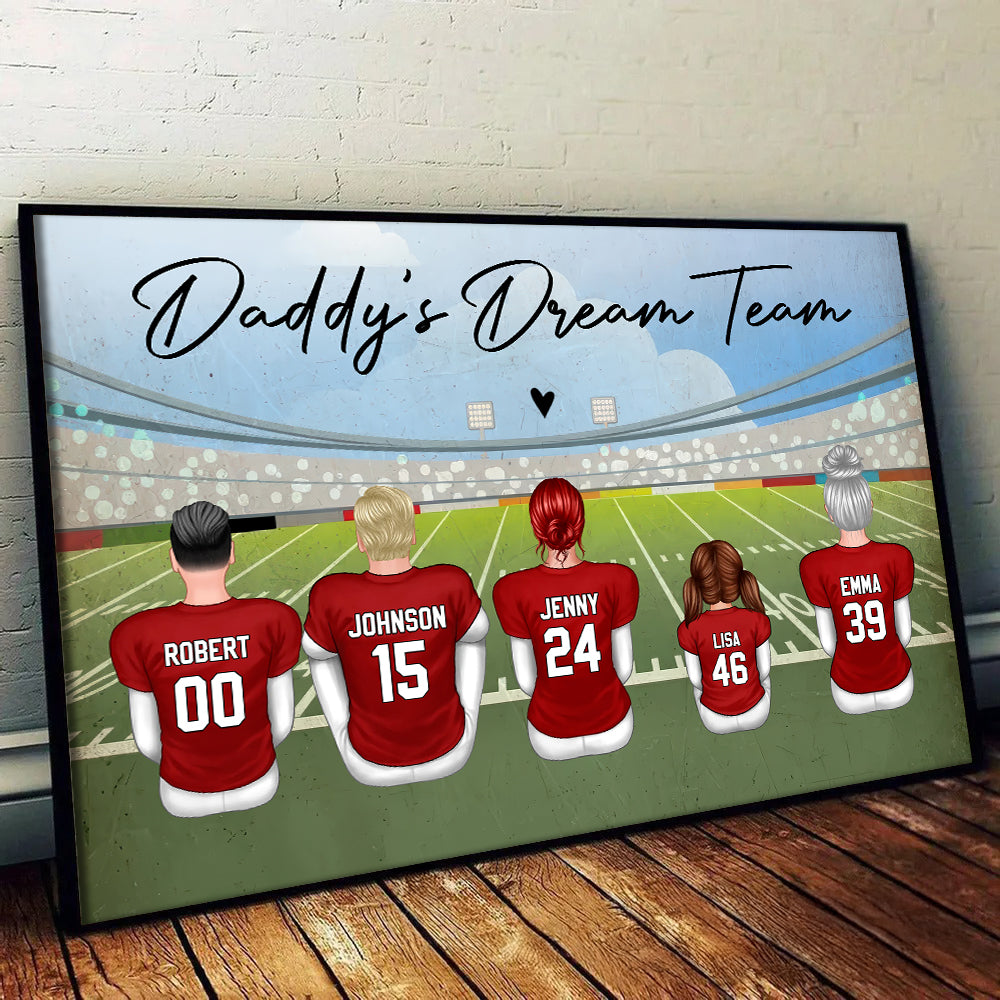 Football Dad Grandpa Dream Team - Personalized Poster/Canvas - Gift For Dad, Grandpa, Father's Day