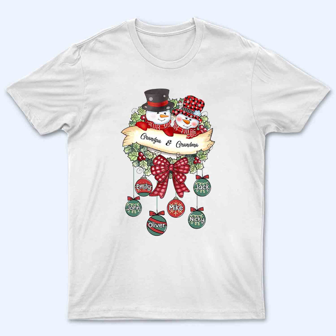Snowman Grandpa & Grandma - Personalized Custom Shirt - Christmas Gift For Grandpa/Grandma, Mom/Dad