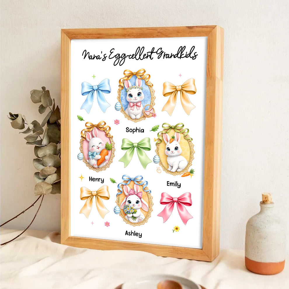 Grandma's Egg-cellent Grandkids - Personalized Poster/Canvas Prints - Easter Gift For Mom, Grandma