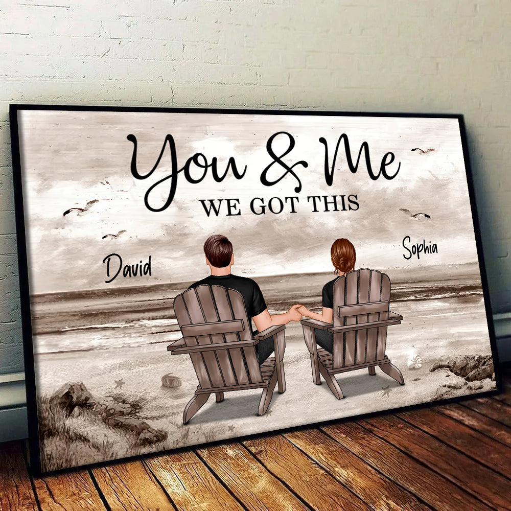 Eternal Love Couple Beach Landscape Retro Vintage - Personalized Poster/Canvas - Gift For Her/Him, Husband/Wife, Couples on Anniversary, Valentine's Day