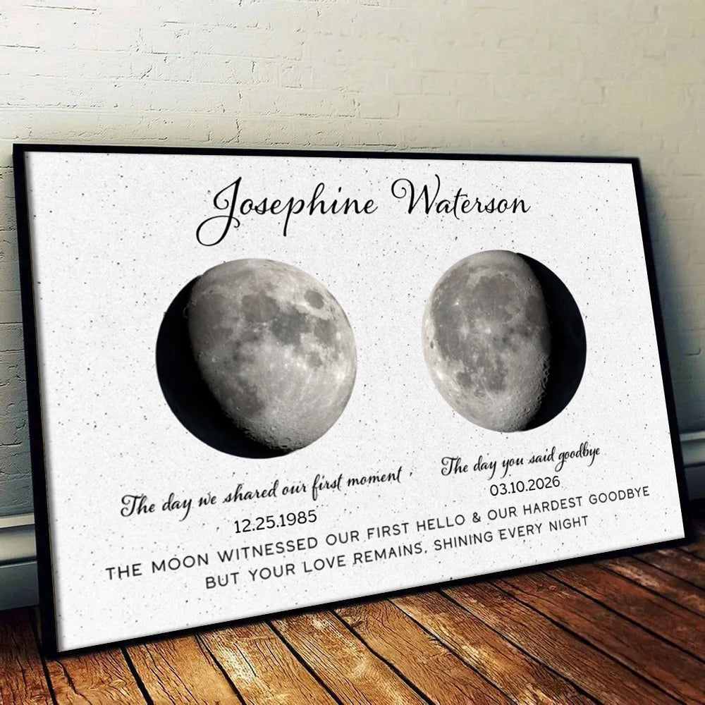 The Moon Witnessed Our First Hello And Our Hardest Goodbye Memorial - Personalized Canvas Prints - Memorial, Sympathy Gift For Family Members