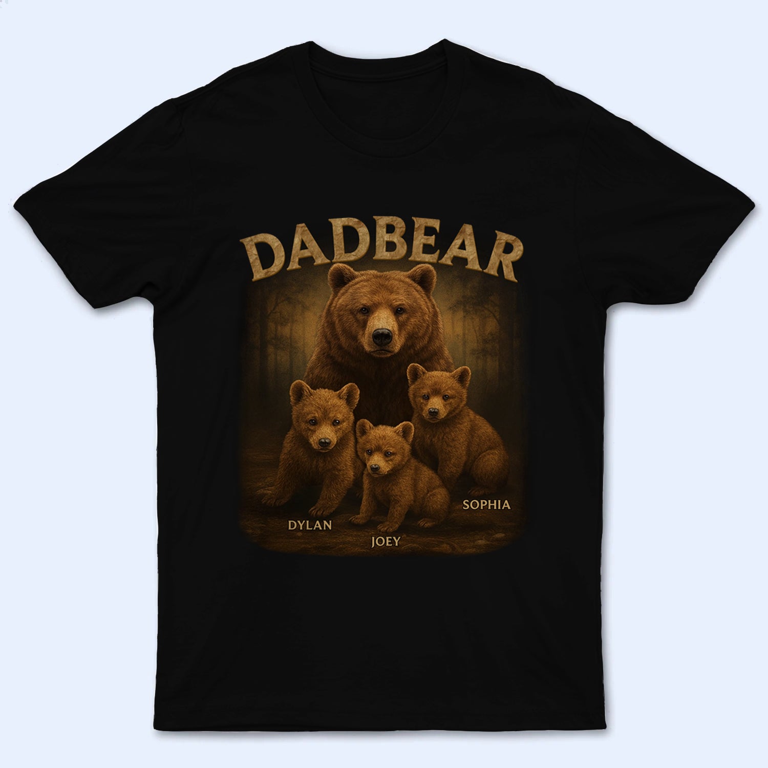 Papa Bear, Always There To Protect His Cubs - Personalized Custom T Shirt - Father's Day Gift for Dad, Papa, Grandpa, Daddy