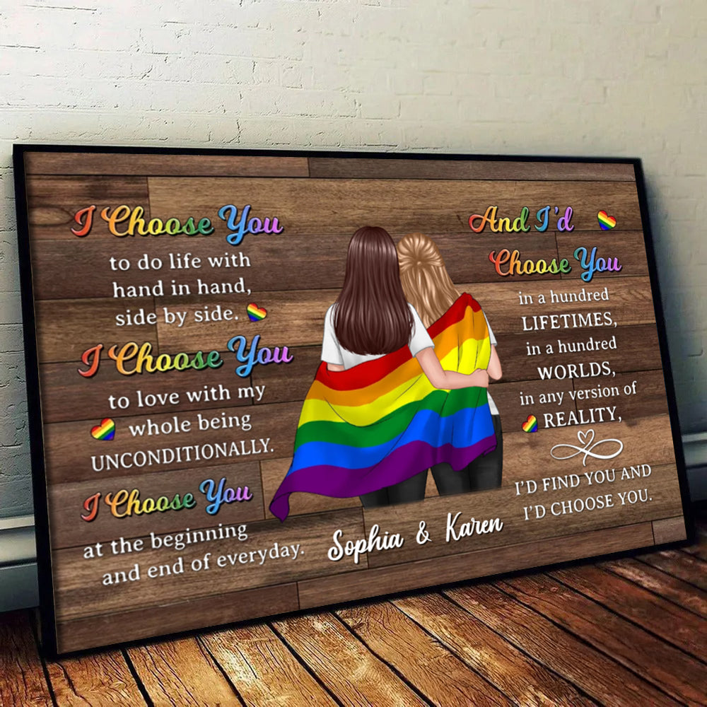 Pride Month LGBTQ+ Couple I Choose You - Personalized Poster/Canvas Prints - Gift For Her/Him, Husband/Wife, Couples